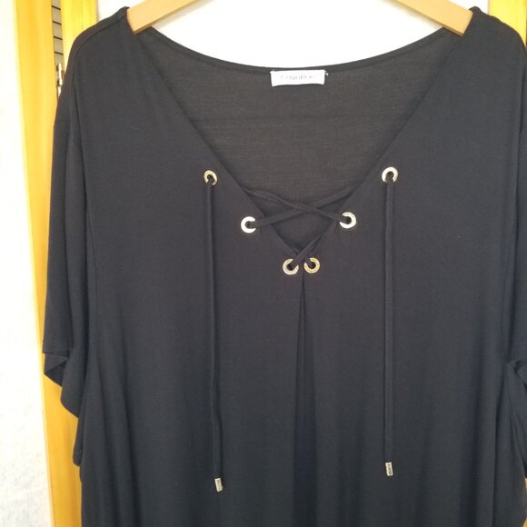 Calvin Klein Leveled Up Lace Up Swim Cover Black Size 2X - Picture 2 of 9